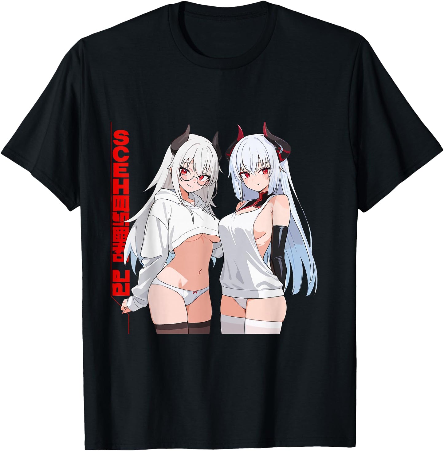 Waifu Sexy Anime Girl Glasses Horns Japanese Style