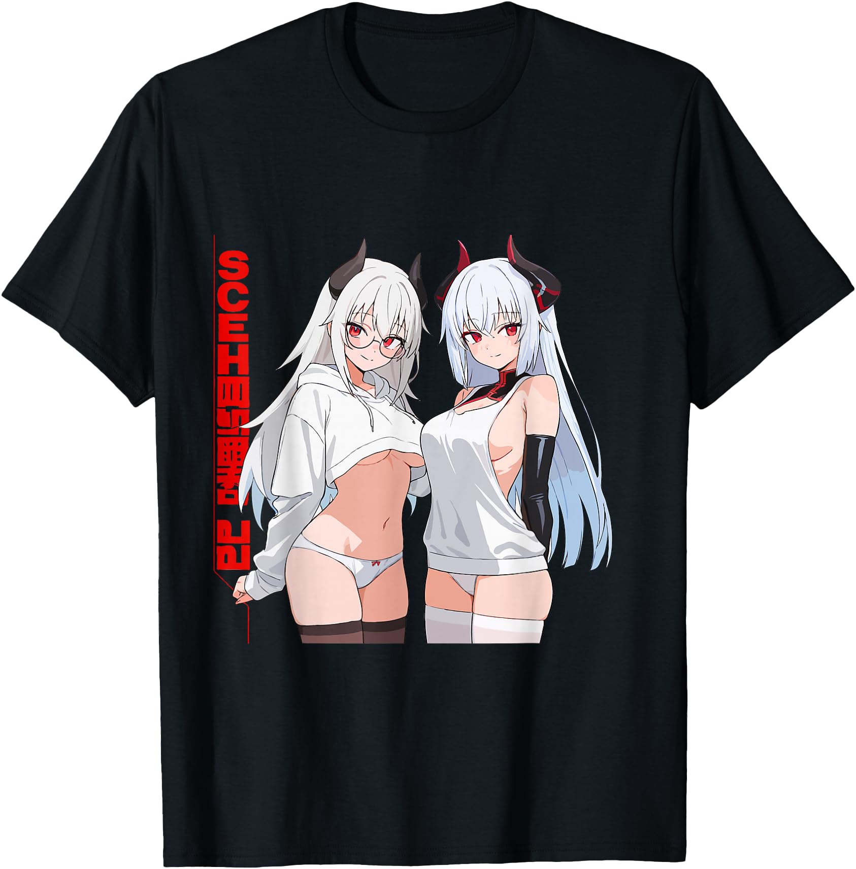 Waifu Sexy Anime Girl Glasses Horns Japanese Style