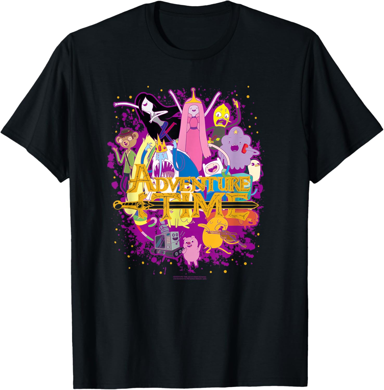 Adventure Time Group Photo Magenta Splat Fantasy Cartoon