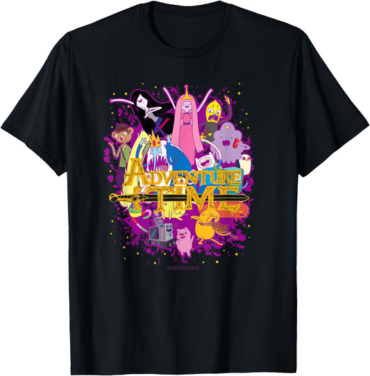Adventure Time Group Photo Magenta Splat Fantasy Cartoon