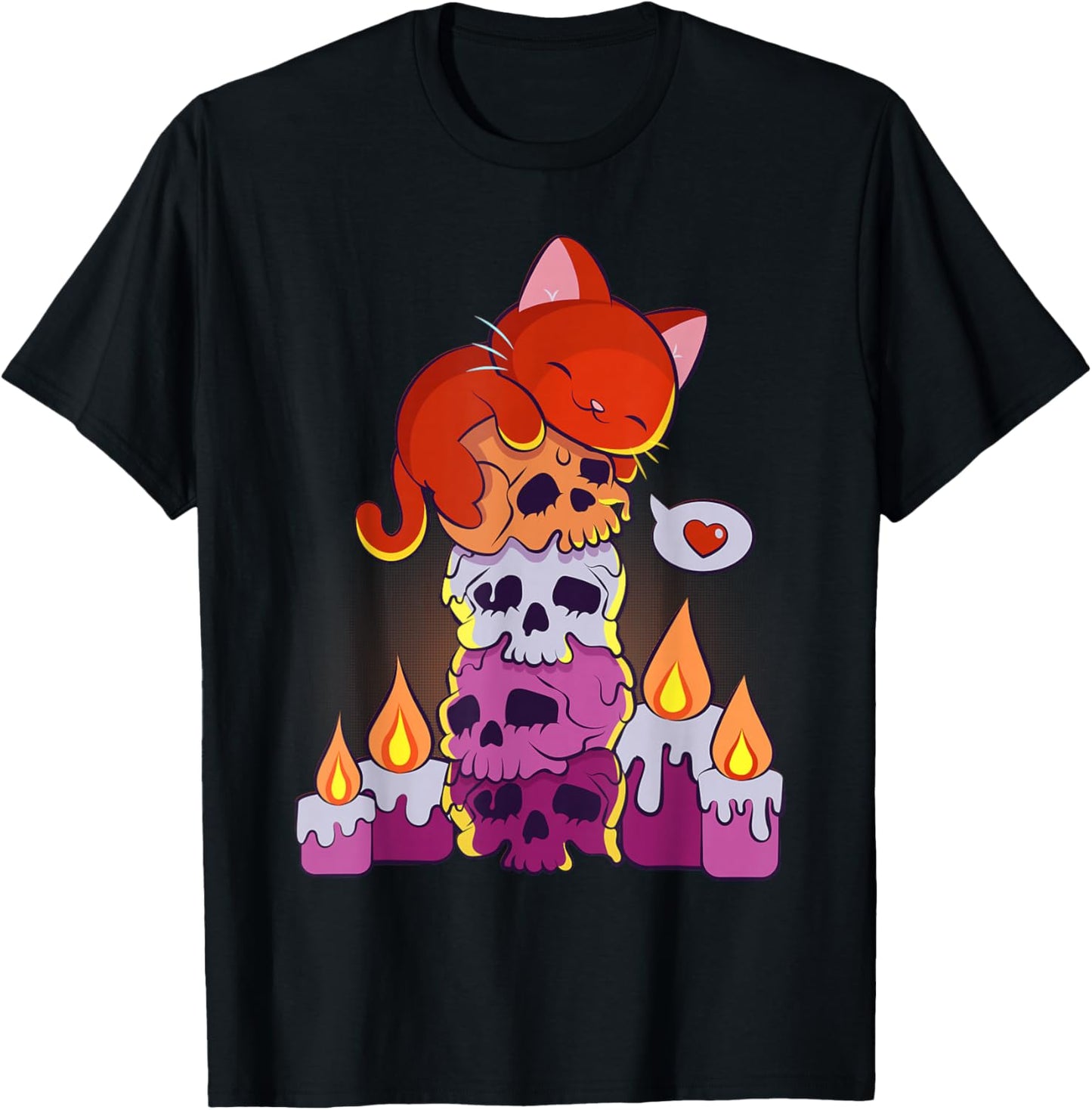 Subtle Lesbian Pride Aesthetic Kawaii Cat on Skulls Anime