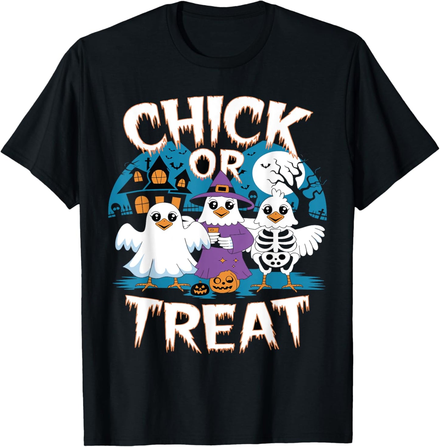 Chick Or Treat Funny Witch Chicken Halloween Spooky Season T-Shirt