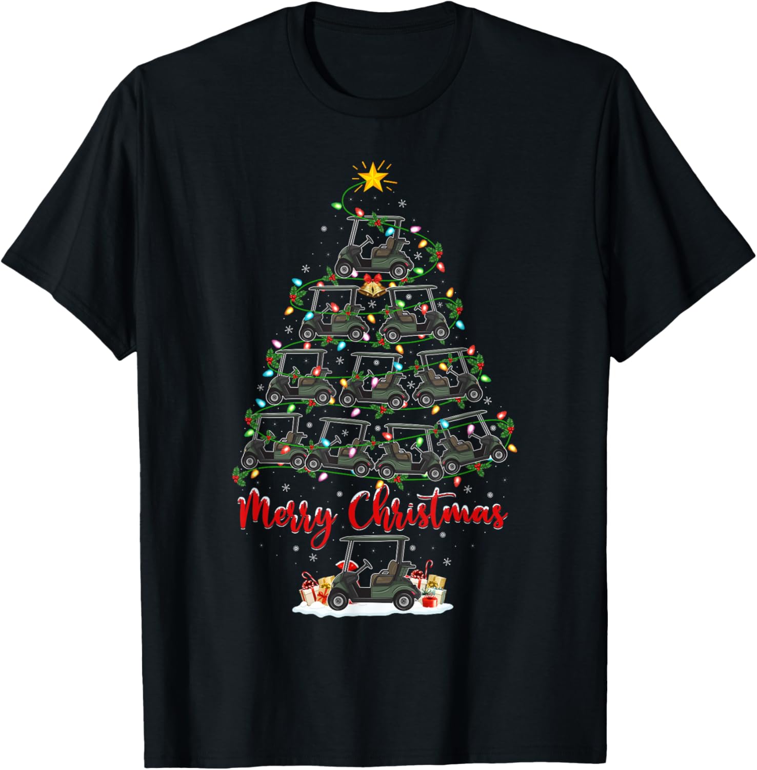 Golf Cart Lover Xmas Lighting Santa Golf Cart Christmas Tree