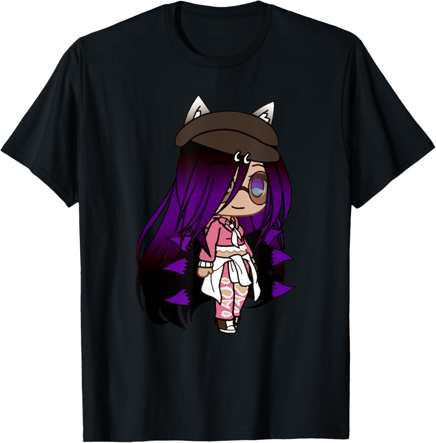 Cute Chibi style Kawaii Anime Girl with Fox Ears and Tails