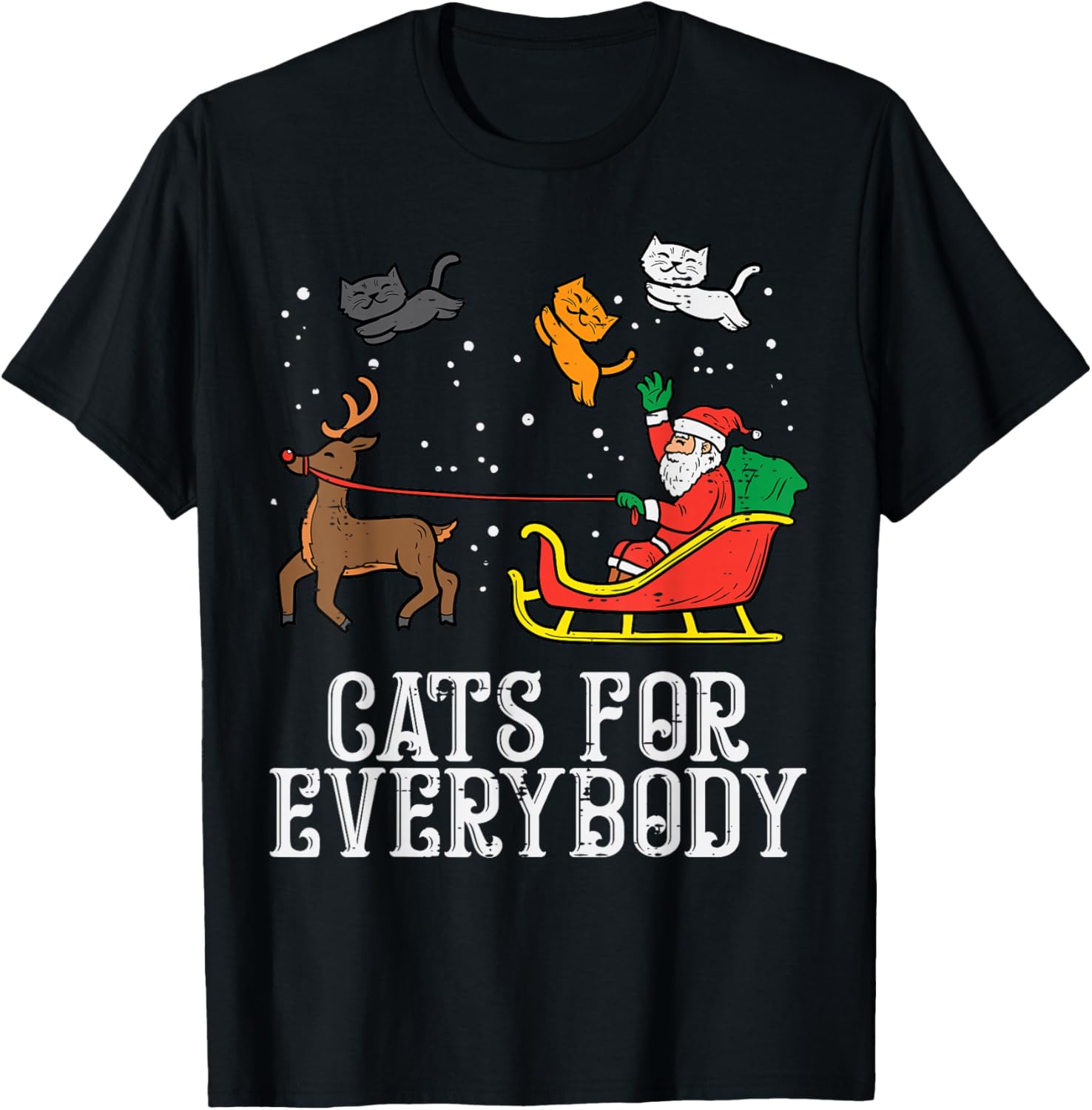 Cats For Everybody Christmas Cat Funny Xmas Women Santa T-Shirt