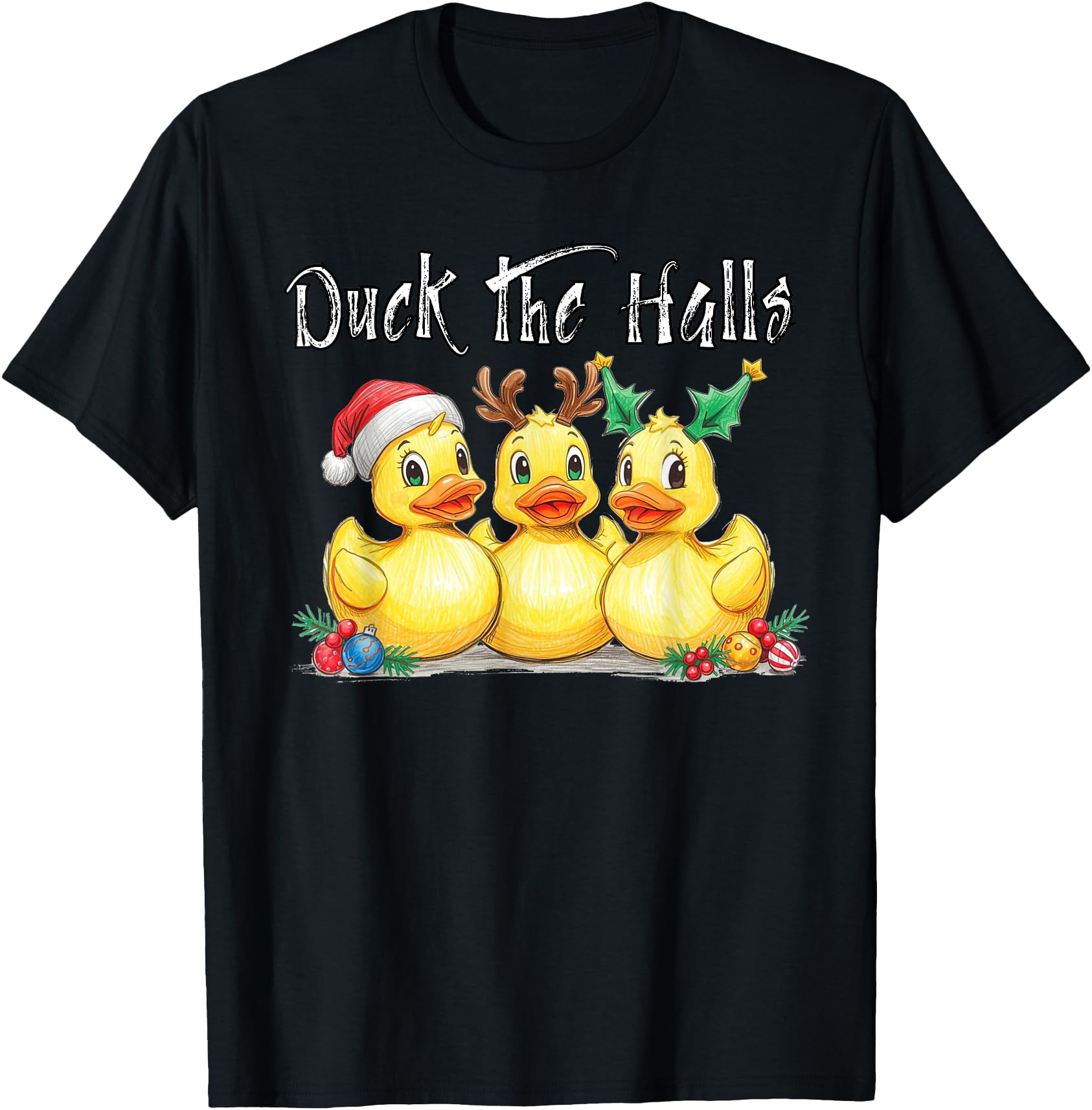 Duck The Halls Santa Hat Reindeer Ears Holly Christmas Fun