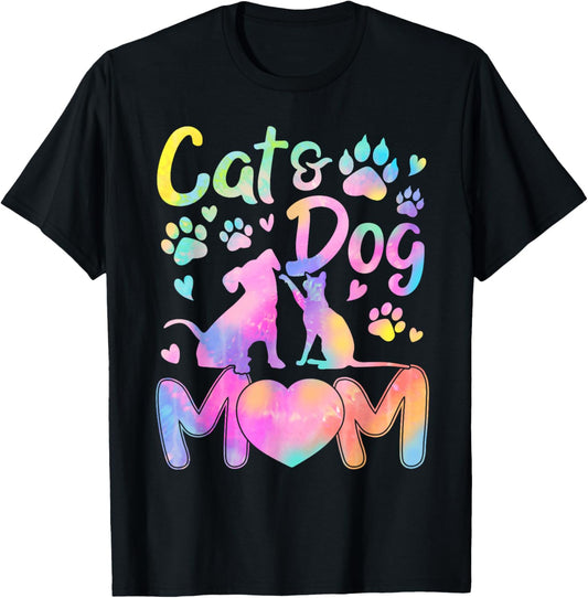 Cat Mom Dog Mom Girl Women Mother's Day Pet Lover Tie Dye T-Shirt
