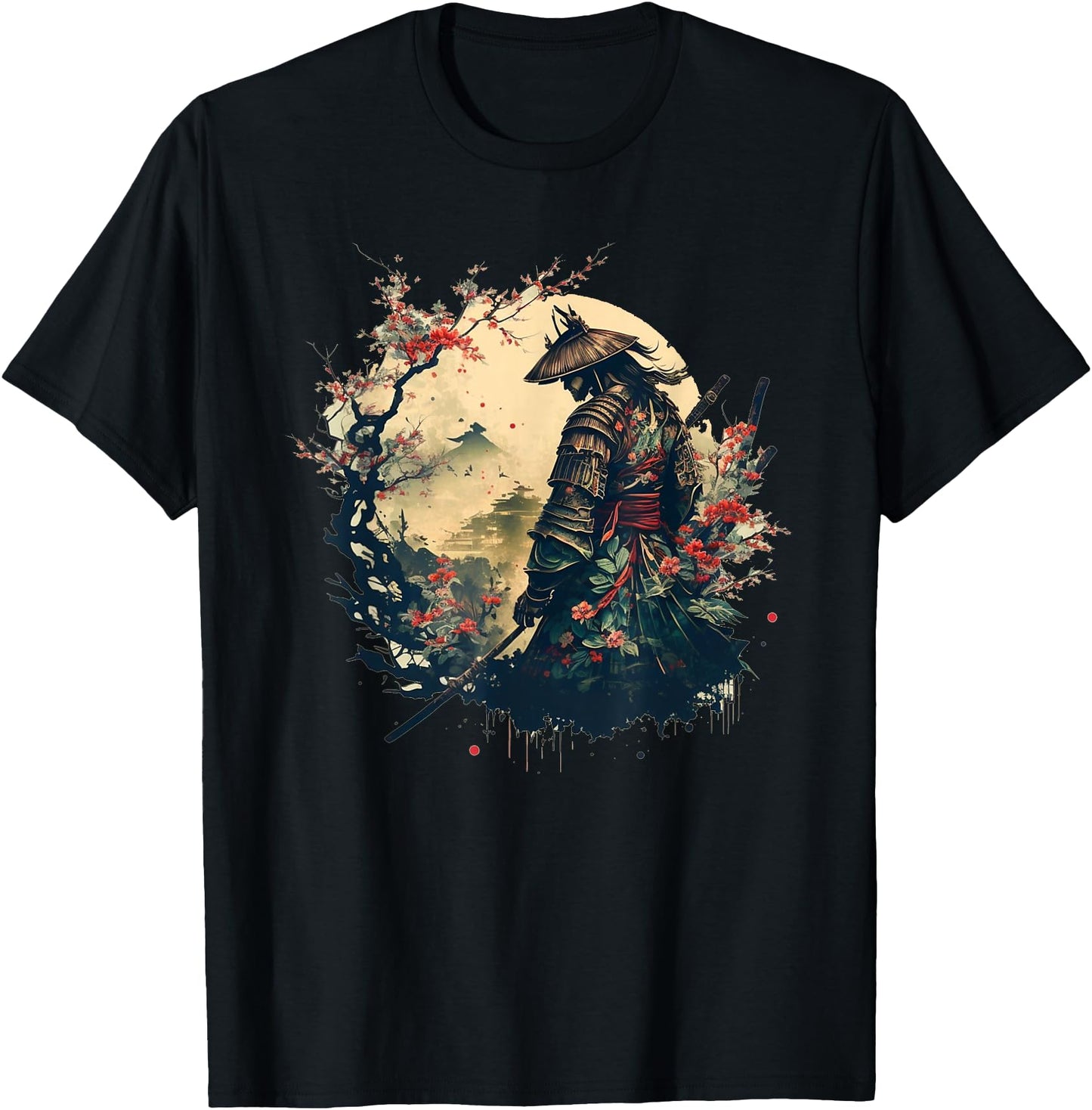 Samurai Warrior With Katana Mount Fuji Cherry Blossom Art
