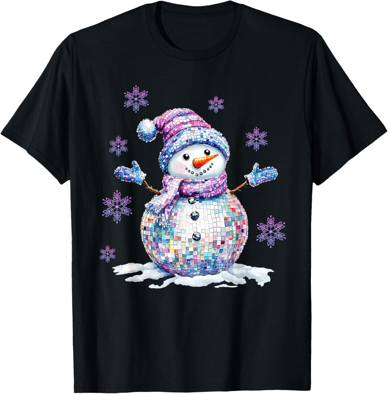 Retro Colorful Disco Snowman Christmas Girly Xmas for Women