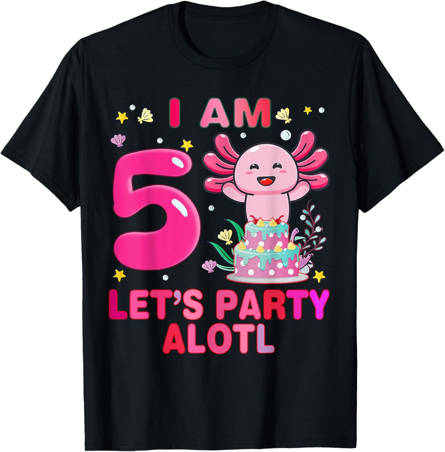 I m 5 Lets Party Alotl Axolotl Kawaii Birthday