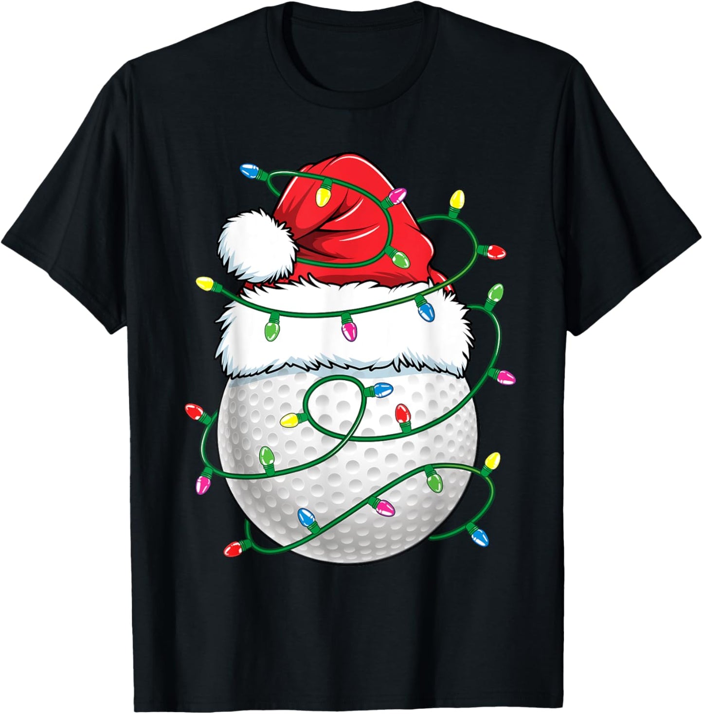 Golf Ball Santa Hat Men Womens Christmas Golfing Xmas Lights