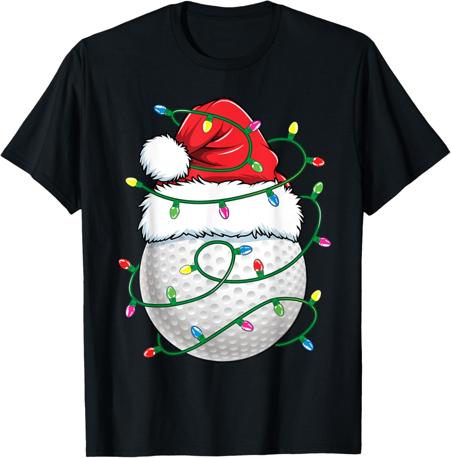 Golf Ball Santa Hat Men Womens Christmas Golfing Xmas Lights
