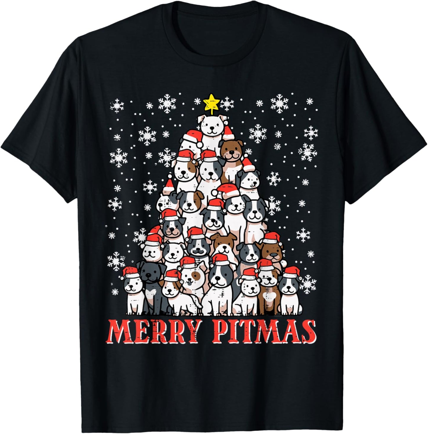 Pitbulls Christmas Tree Merry Pitmas Xmas Dog Men Women Kids