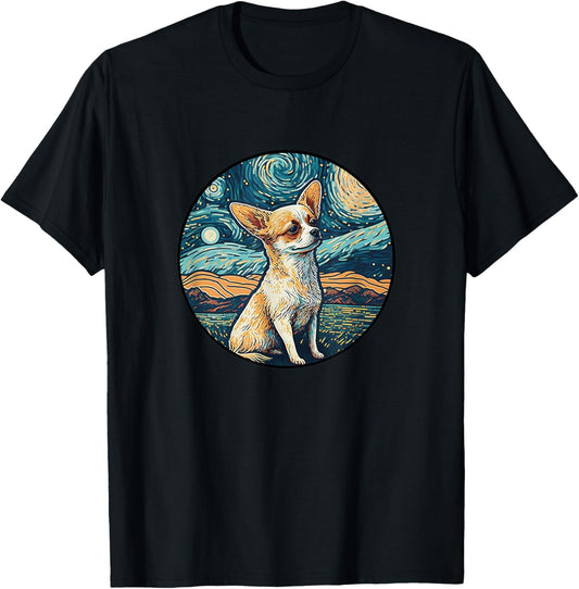 Chihuahua Starry Night Painting Dog Mom Dad T-Shirt