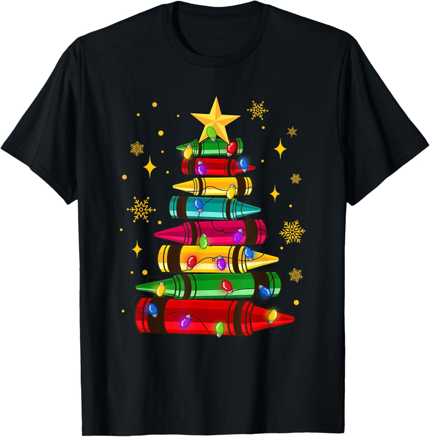 Teacher Crayon Christmas Tree Lights School Xmas Student