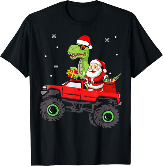 Christmas Family Matching santa truck dinosaur boys kids T-Shirt