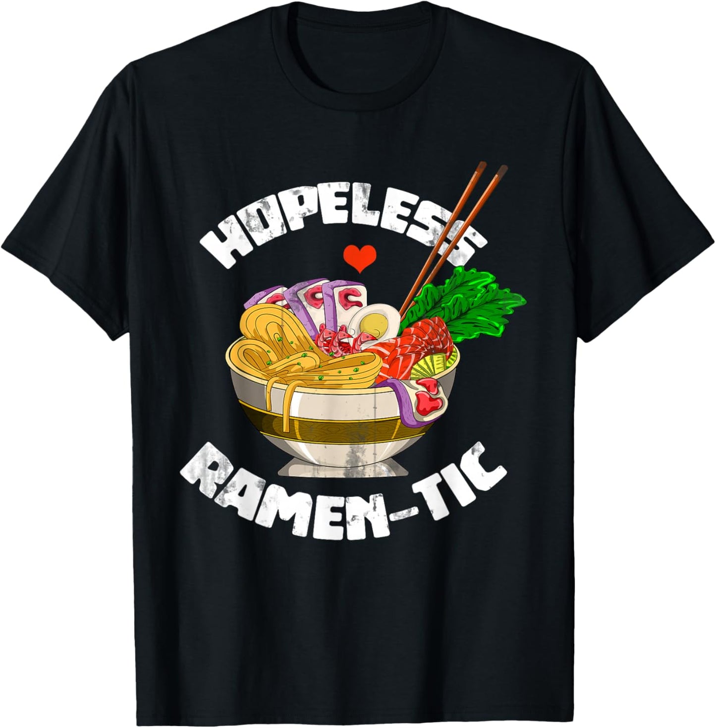 Japanese Tees and Gift Valentines Day Gift Funny Japanese Noodle Kawaii Anime Ramen T-Shirt, Black, Small