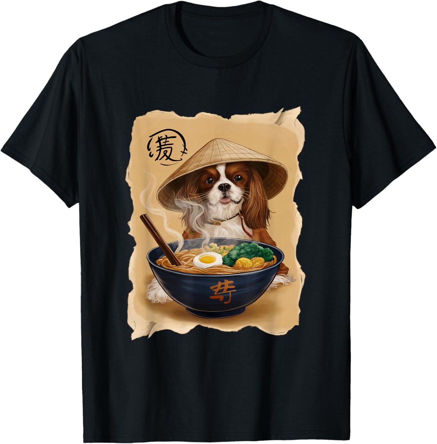 Kawaii Eating Ramen Japanese Cavalier King Charles Spaniel