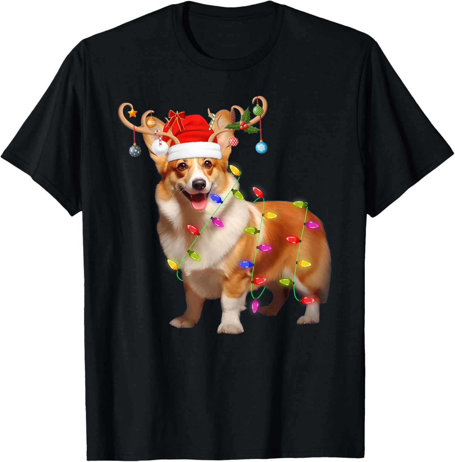 Corgi Dog Xmas Lights Reindeer Santa Corgi Dog Christmas
