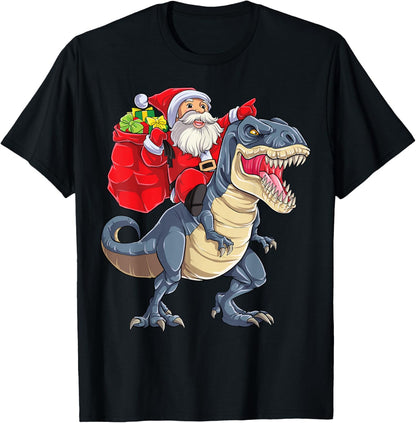 Santa Riding Dinosaur T rex Christmas Gifts Boys Men Xmas