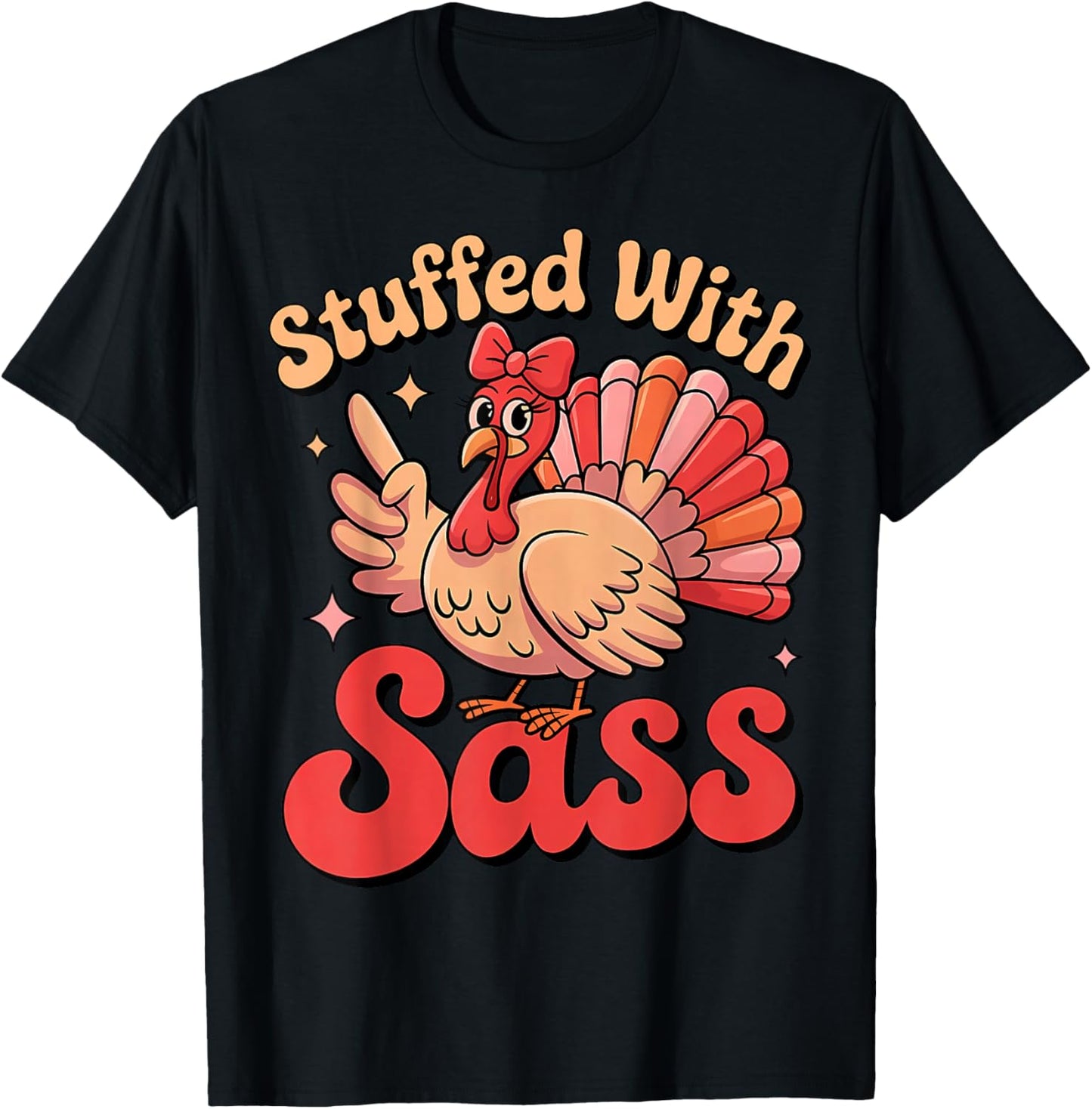 Stuffed with Sass Turkey Coquette Bow Thanksgiving Gobble