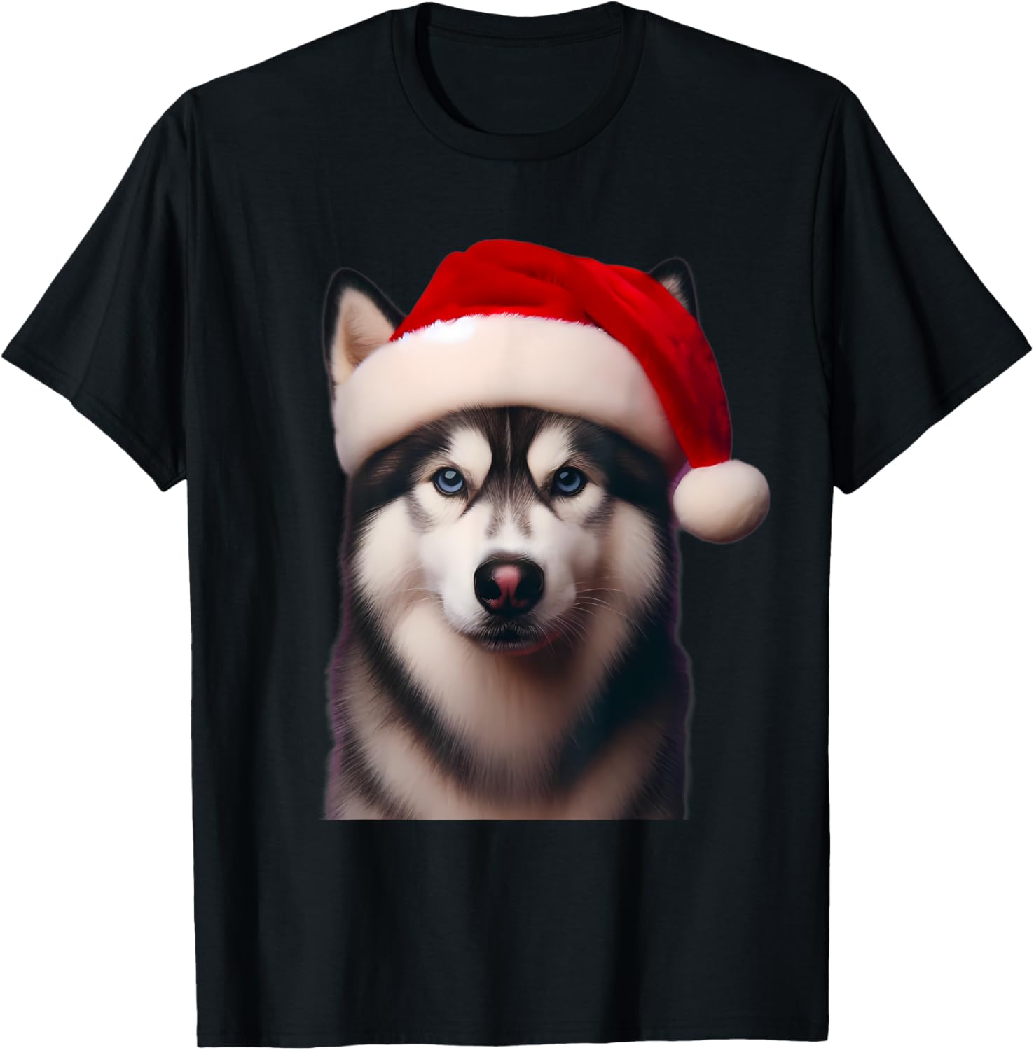 Siberian Husky With Santa Hat Christmas Xmas Dog Owner Lover Men Women Kids