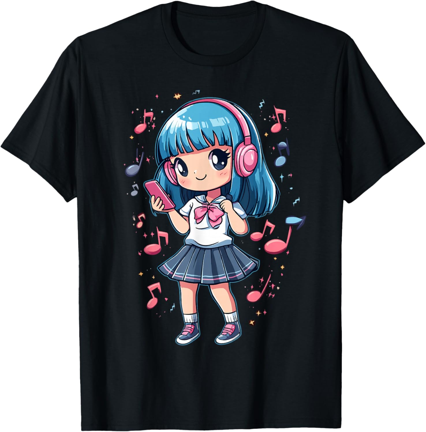 Anime Music Girl Teen Chibi Graphic