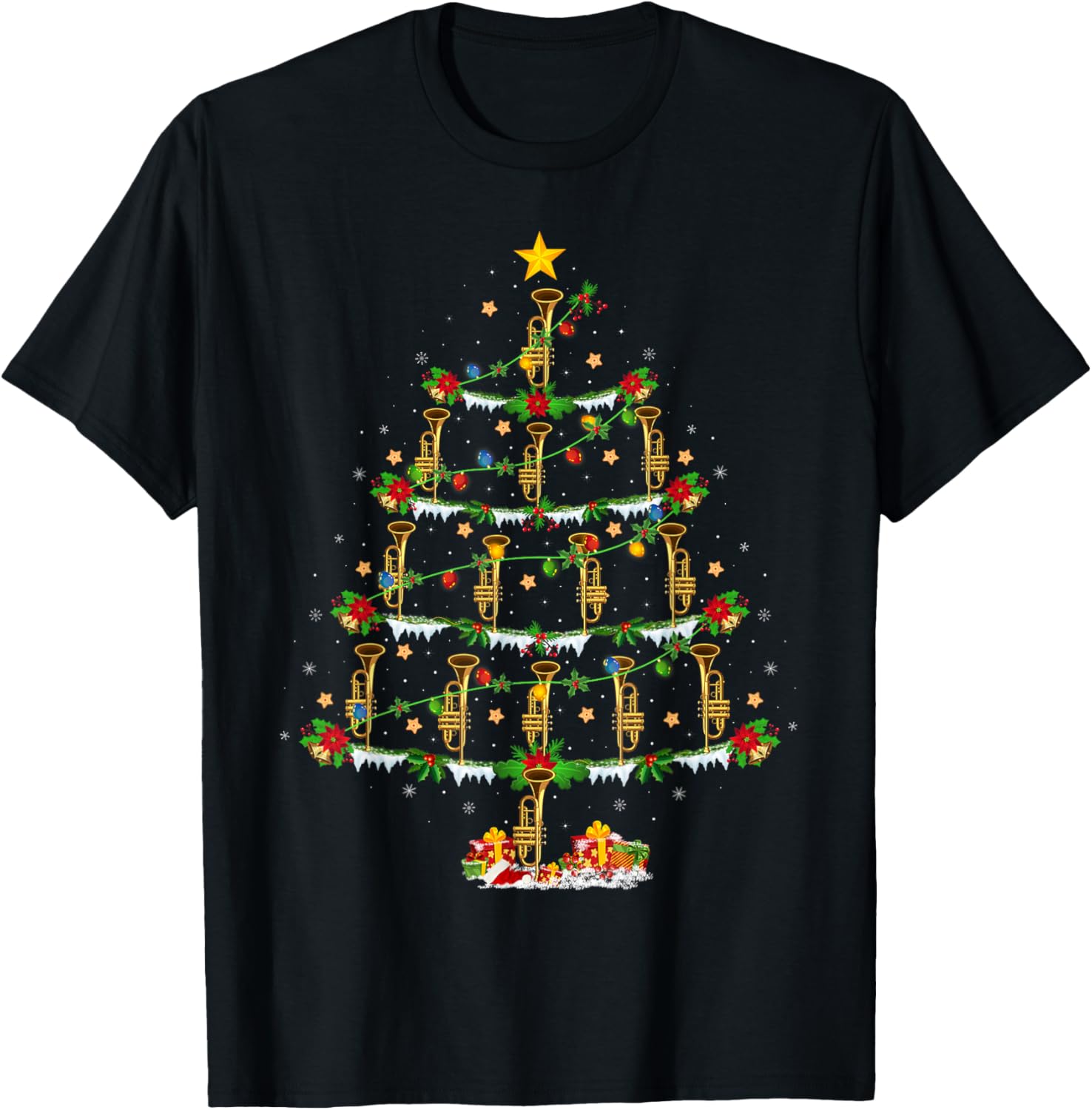 Music Lover Xmas Lights Musical Trumpet Christmas Tree