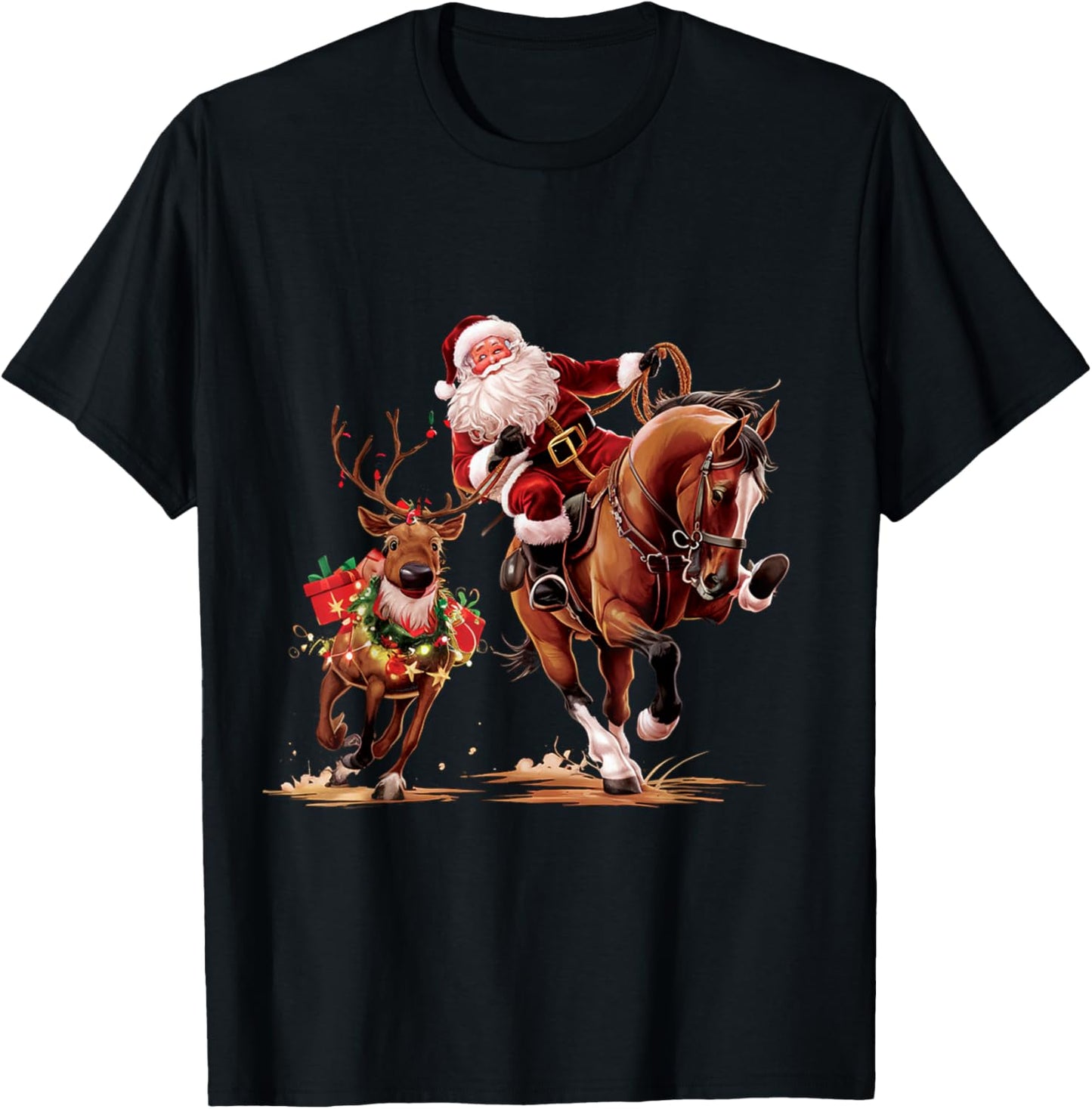 Funny Cowboy Santa Bulldogging Christmas Cowboy Western Xmas