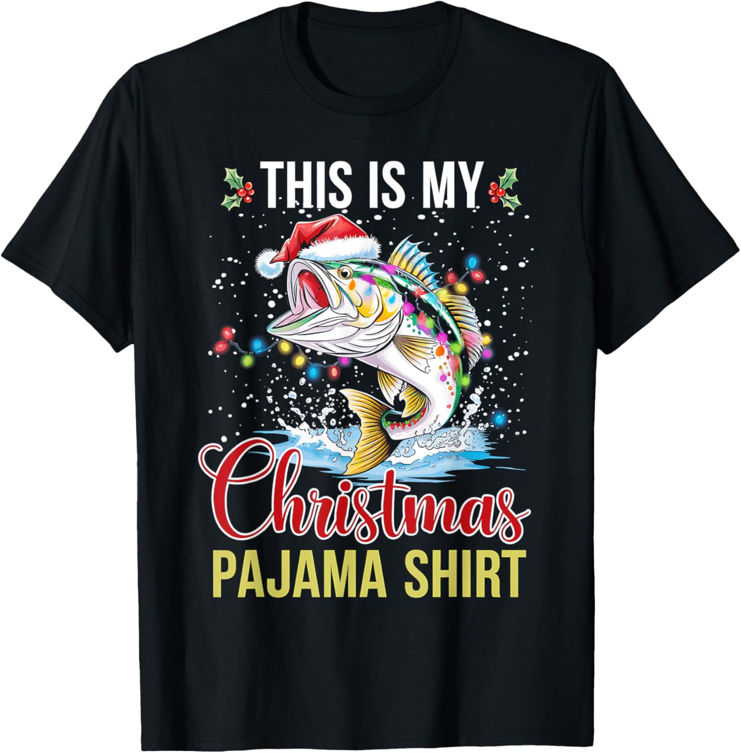 This Is My Christmas Pajama Shirt Fishing Rod Santa Hat Xmas
