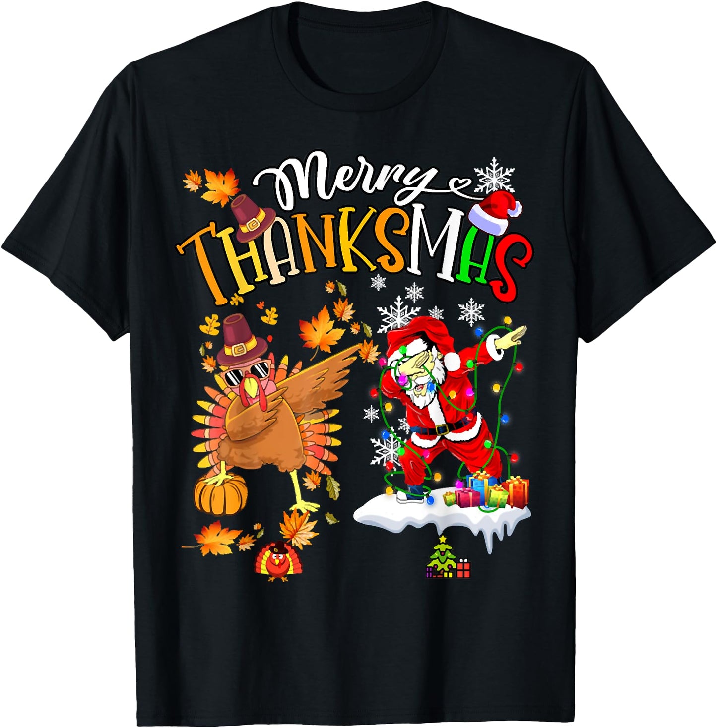 Merry Thanksmas Thanksgiving Christmas, Turkey Santa Dabbing
