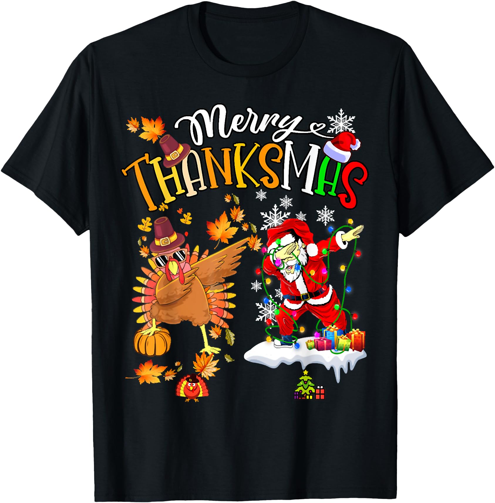 Merry Thanksmas Thanksgiving Christmas, Turkey Santa Dabbing