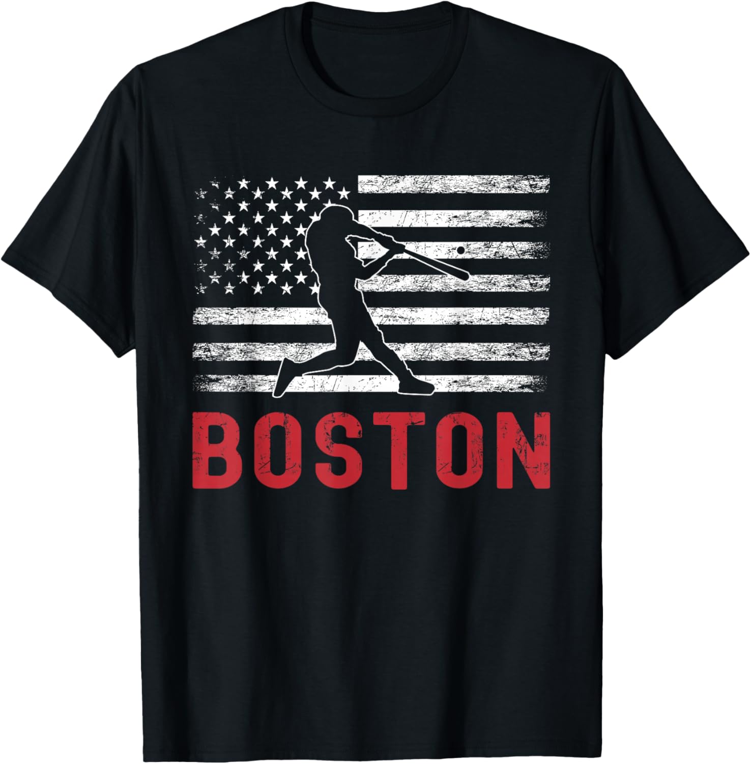 Boston Massachusetts American Flag Baseball Weathered