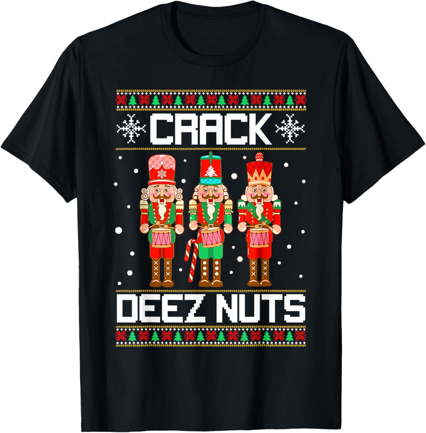 Funny Crack Deez Nuts Ugly Christmas Sweater Xmas Nutcracker