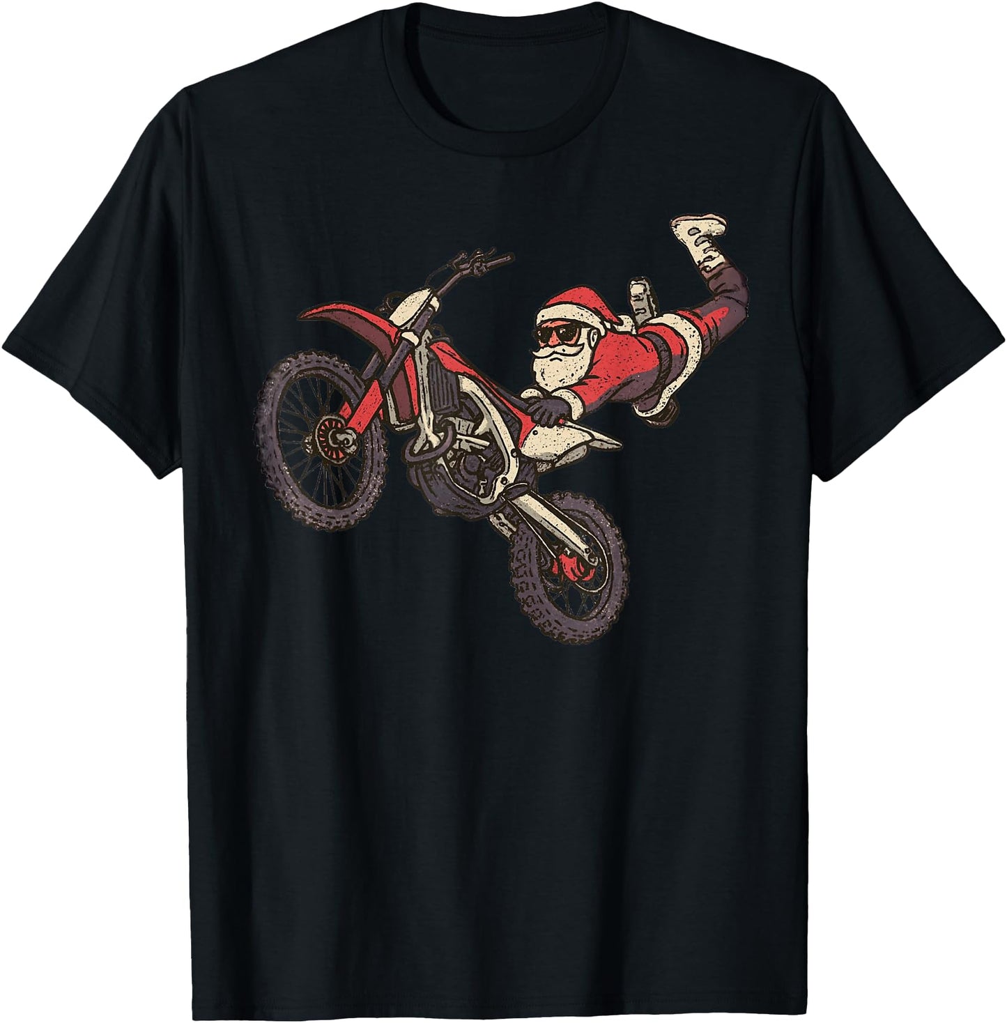 Santa Motocross Christmas Vintage Dirt Bike Funny Xmas