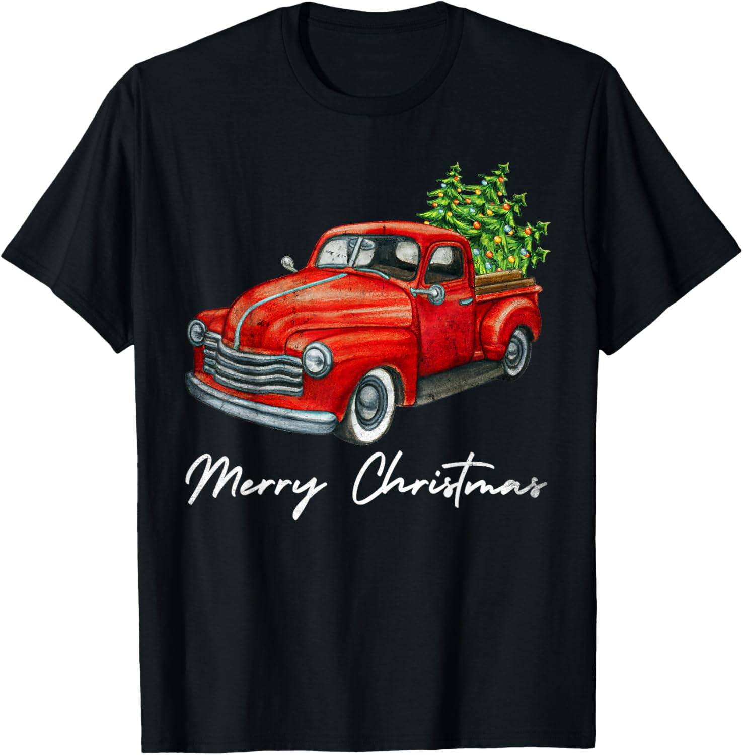 Vintage Wagon Christmas Tree on Red Truck Car Xmas Vacation