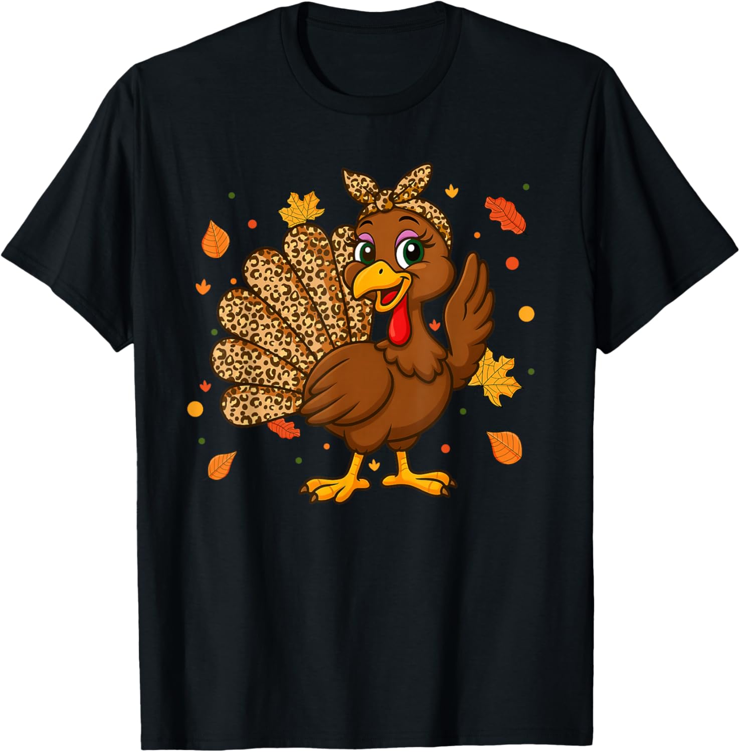 Turkey Women Girl Leopard Print Thanksgiving Autumn Fall