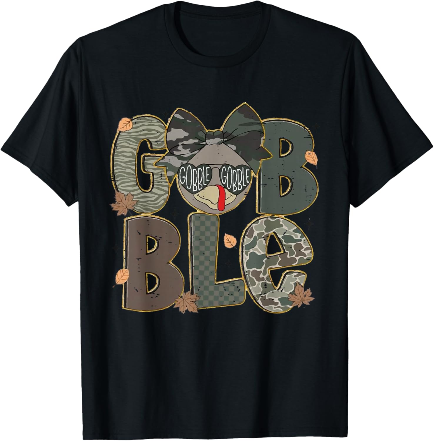 Camouflage Thanksgiving Turkey Camo Gobble Cute Kids Girls