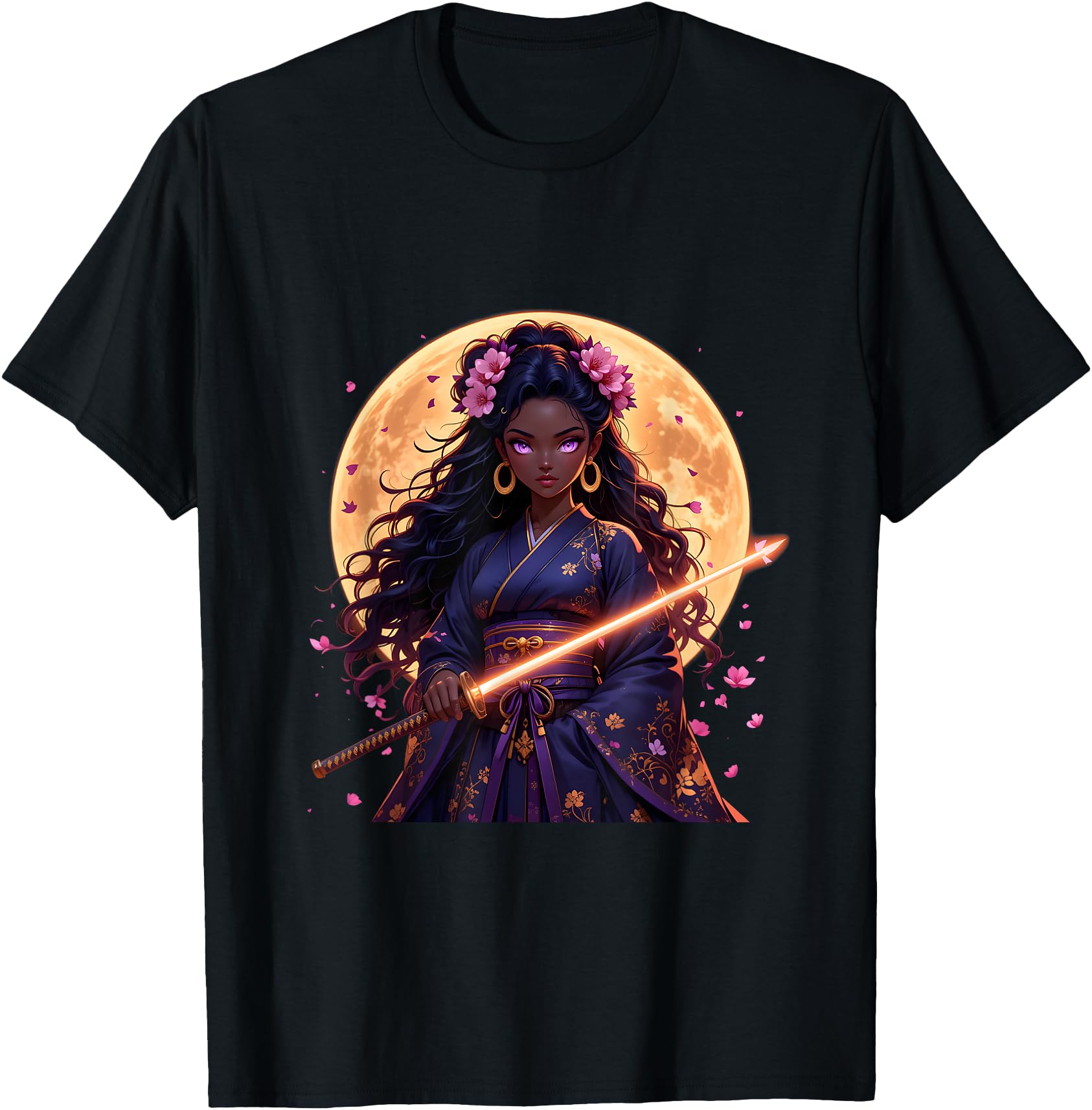 Black Woman Japanese Anime Samurai Girl Black Cat Women