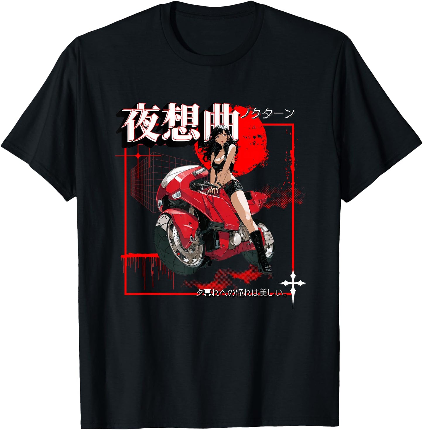 Sexy Anime Girl on Motorcycle Japanese Streetwear For Men