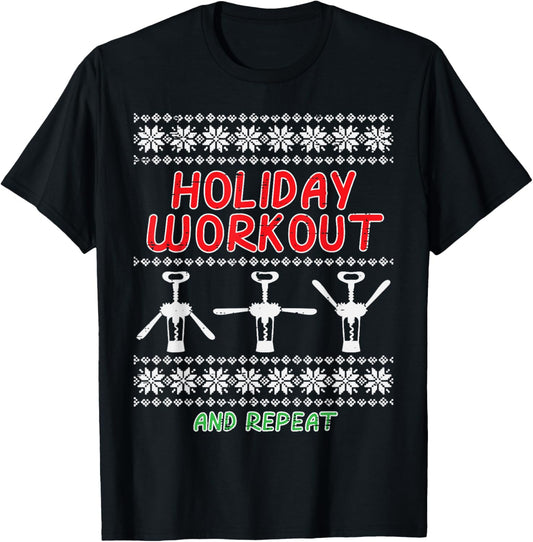 Christmas Holiday Workout And Repeat Funny Ugly Xmas Women