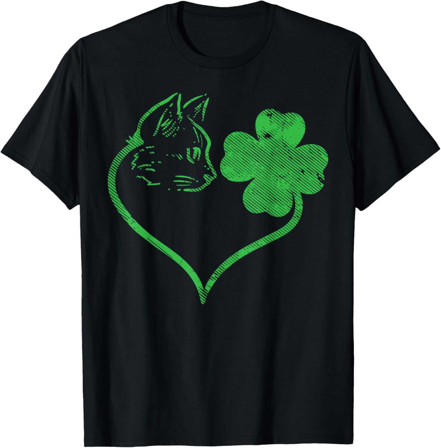 Cat Silhouette Shamrock St Patricks Day Kitten Lover Pet T-Shirt