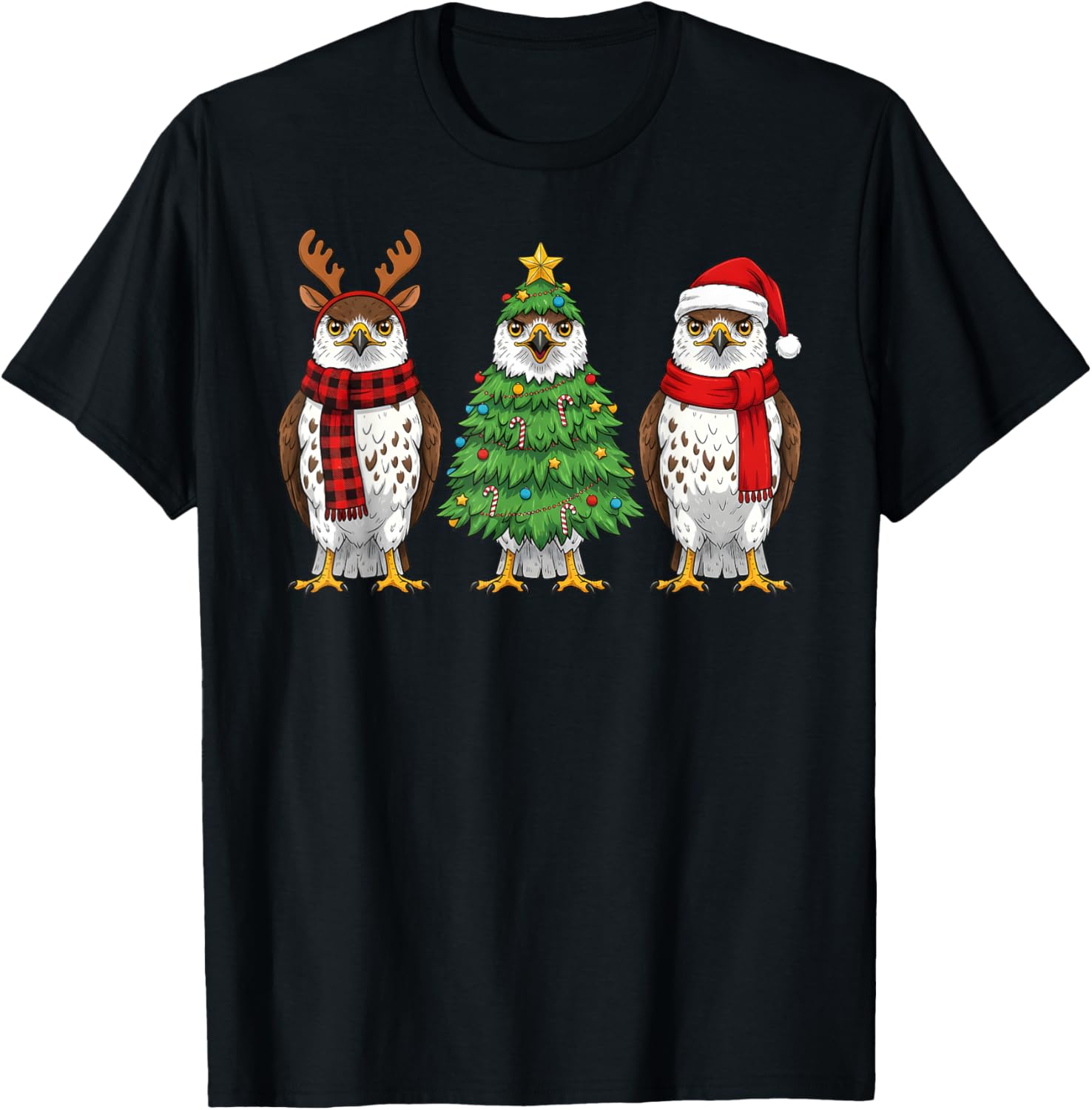 Retro Christmas Hawk Santa Reindeer
