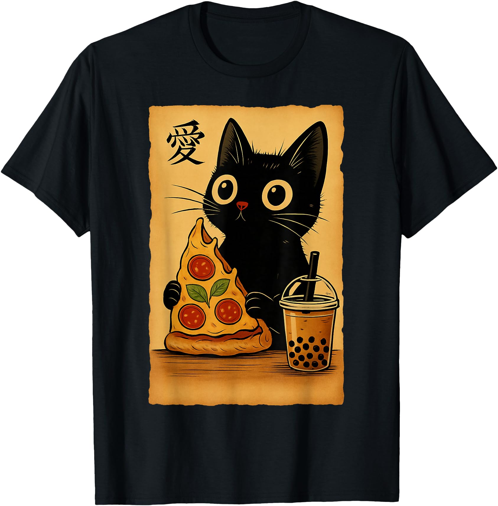 Japanese Kawaii Anime Cat Pizza Booba Tea Cat Eating Pizza