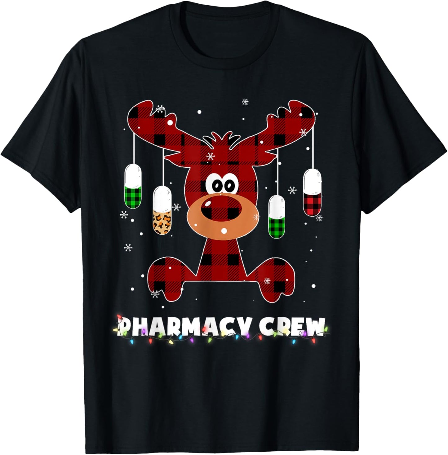 Funny Red Plaid Reindeer Pharmacy Crew Christmas Gift