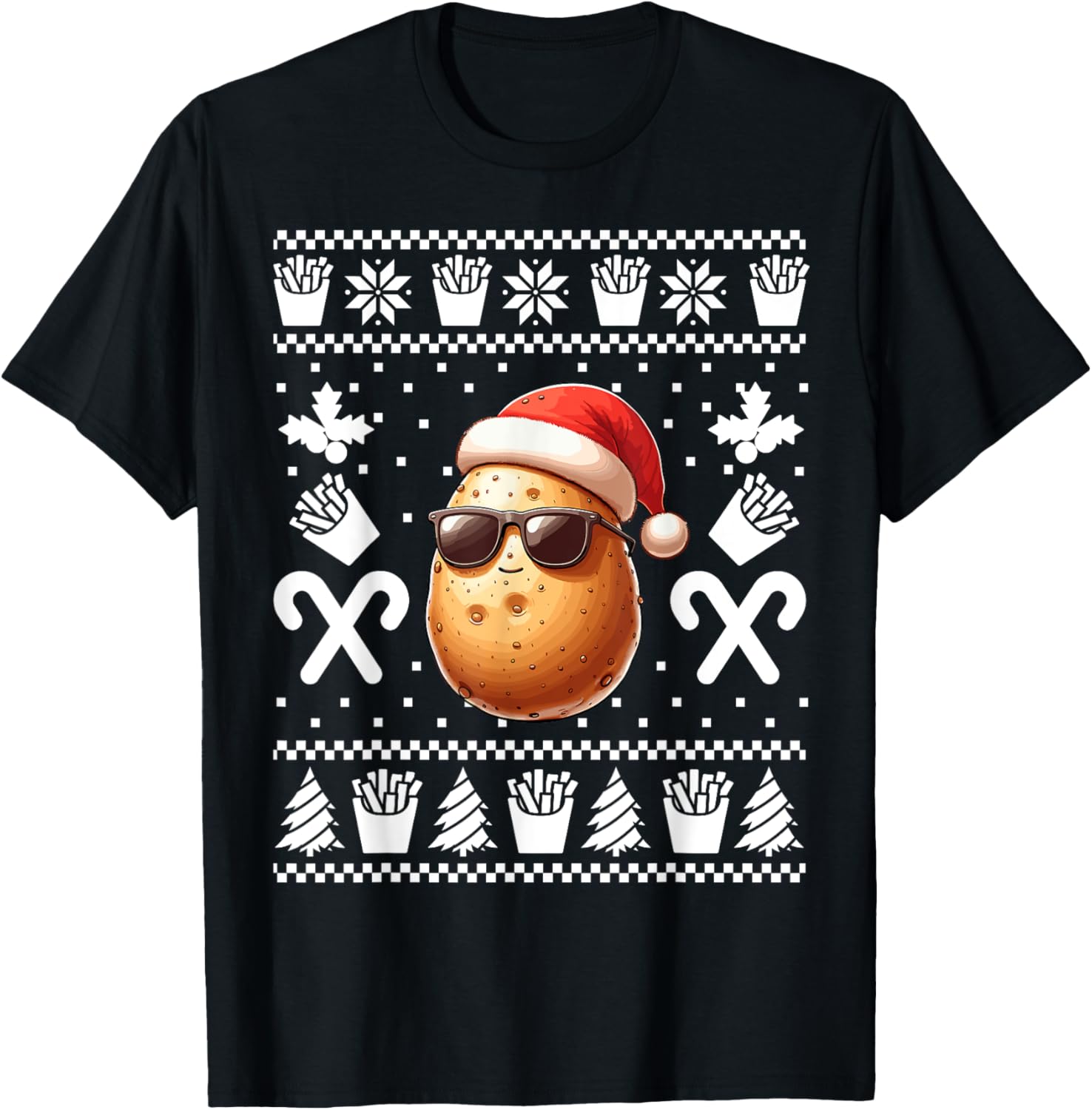 Funny Potato Christmas French Fries Pattern Xmas Season