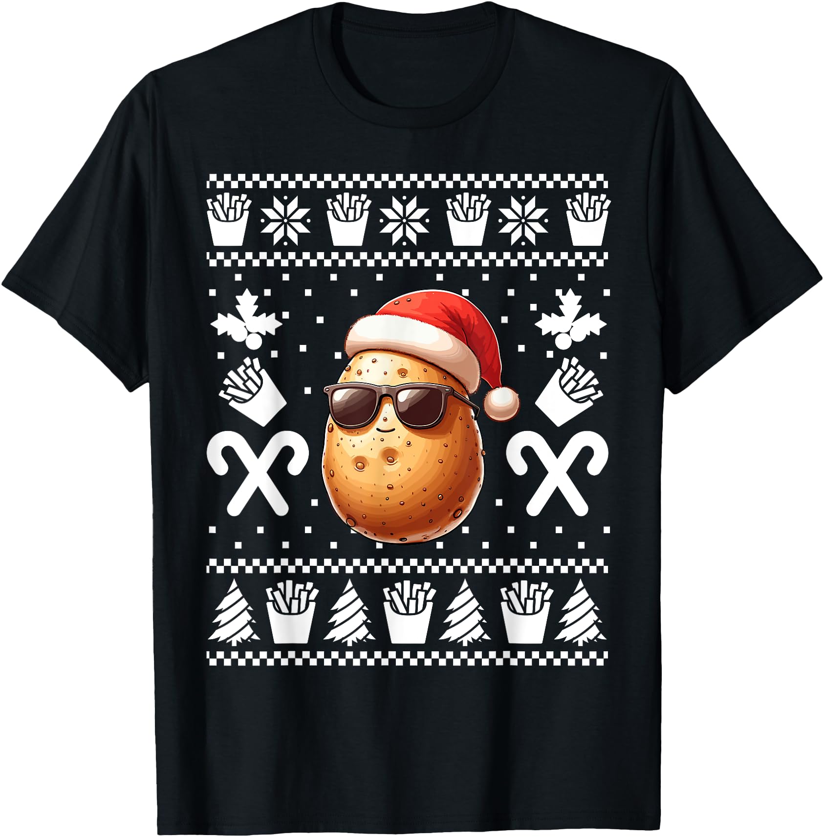 Funny Potato Christmas French Fries Pattern Xmas Season