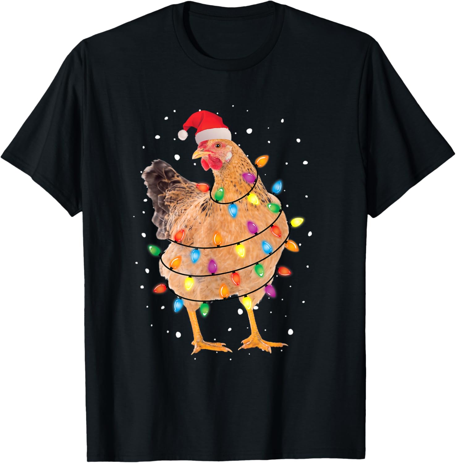 Christmas Lights Chicken Santa Funny Xmas Tree Chicken T-Shirt