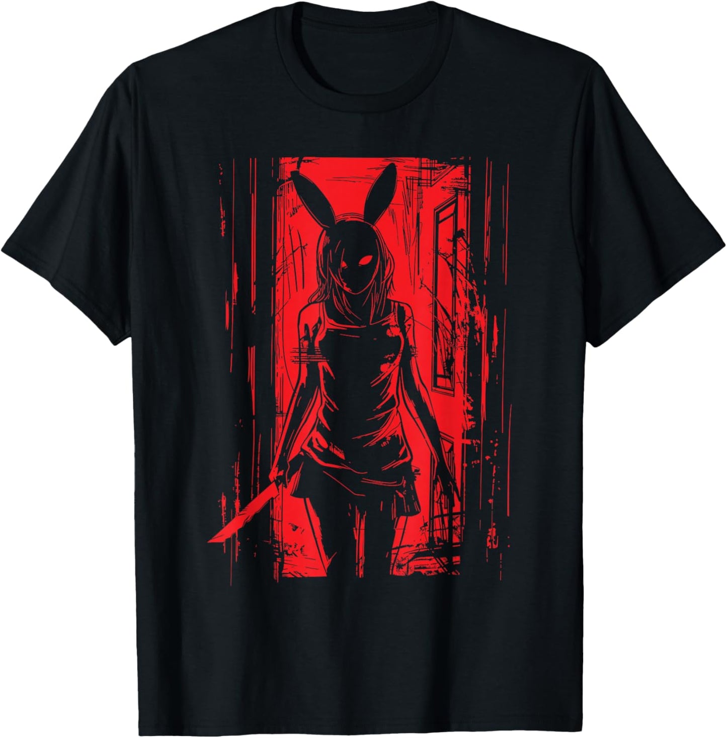 Red Horror Girl Bunny Mask Slasher Alt Goth Creepy Rabbit