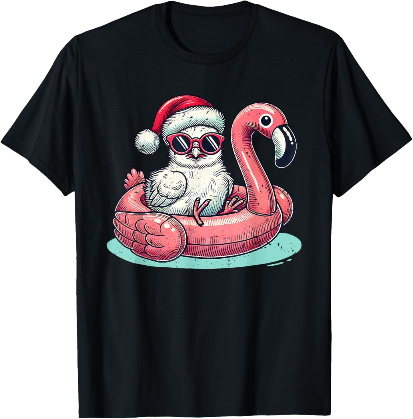 Christmas in July Silkie Chicken Mom Santa Flamingo Floatie